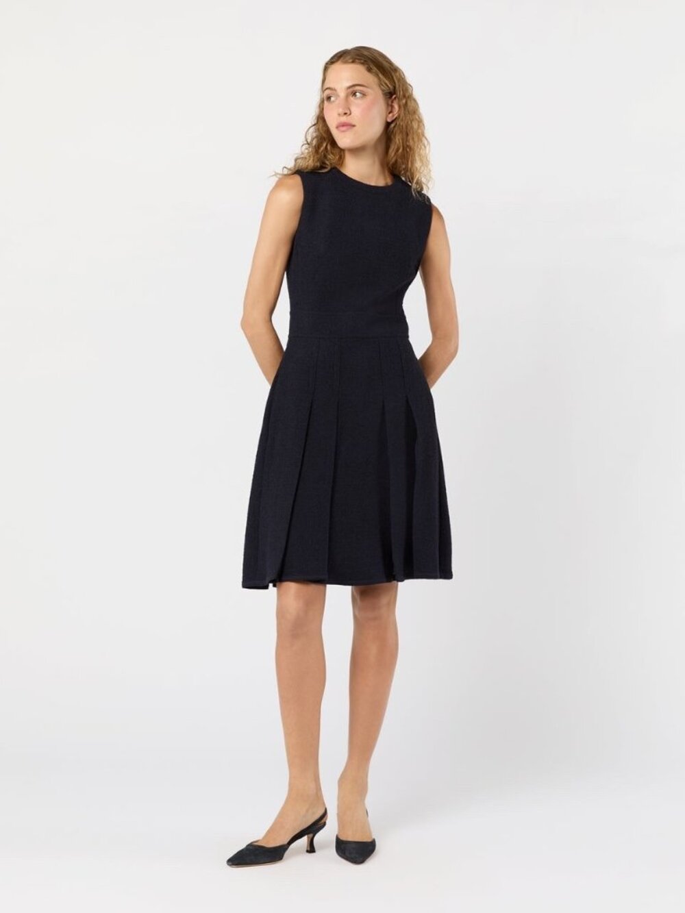 Ann Mashburn Sz 4 Vera Dress Navy Boucle Tweed EUC